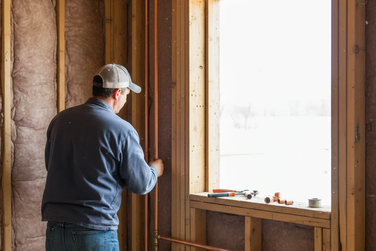 Licensed plumber running new copper supply lines in a Harvey home