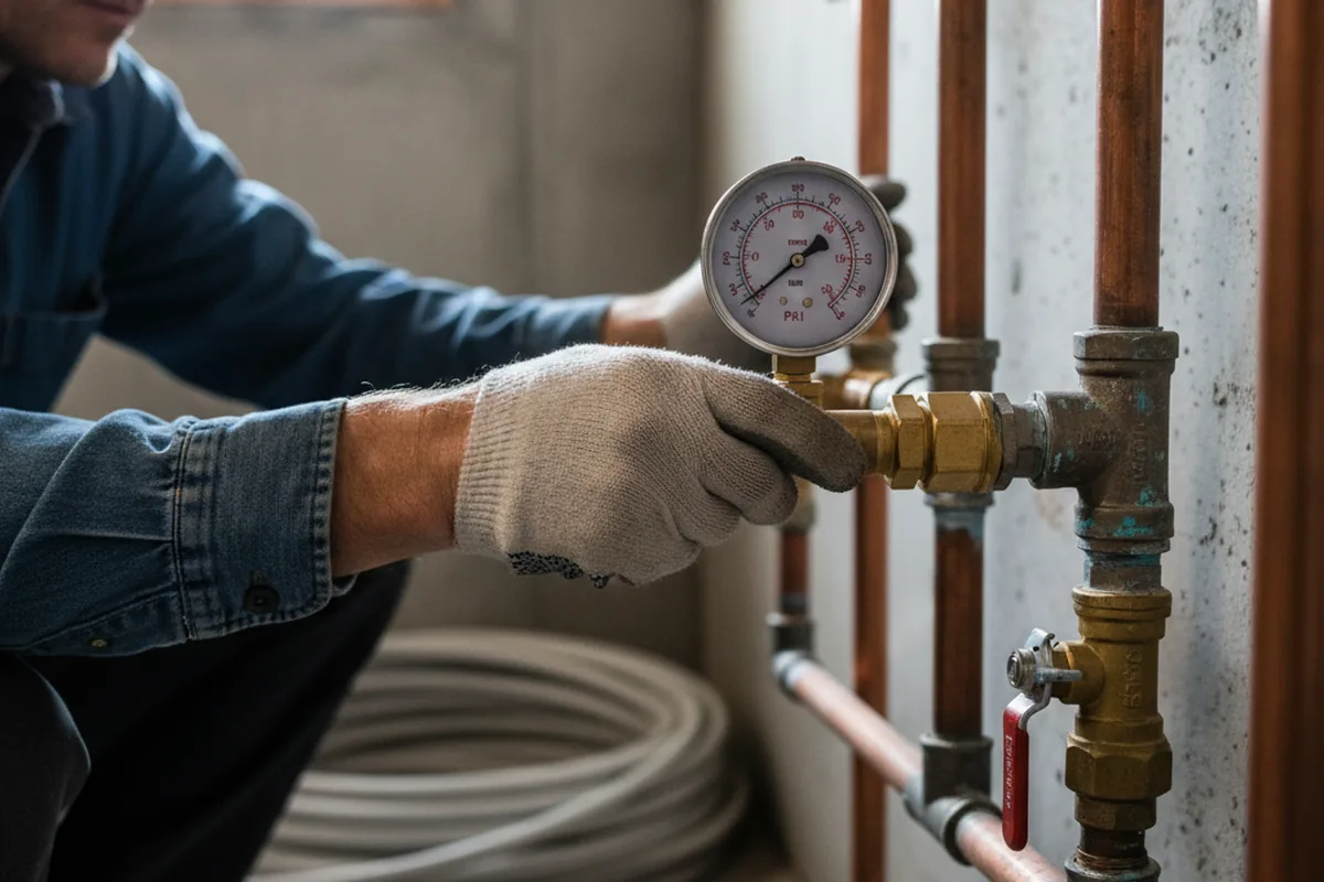 Pressure testing a repaired line during Water Line Repair in Harvey
